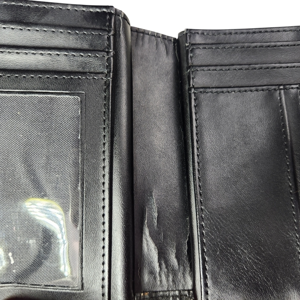 Giani Bernini Black & White Leather Colorblock Wallet Bifold Snap Close Moto - Picture 13 of 14
